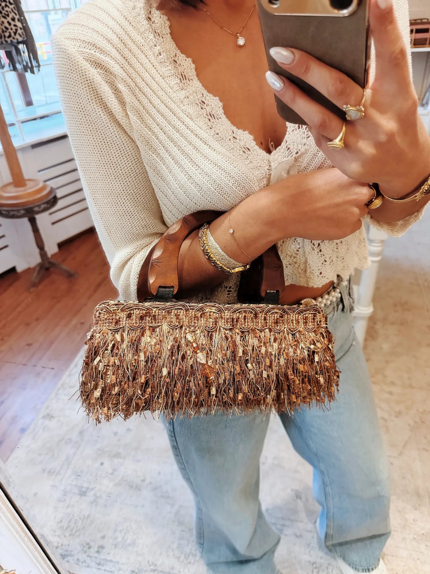 Sac panier à franges - S