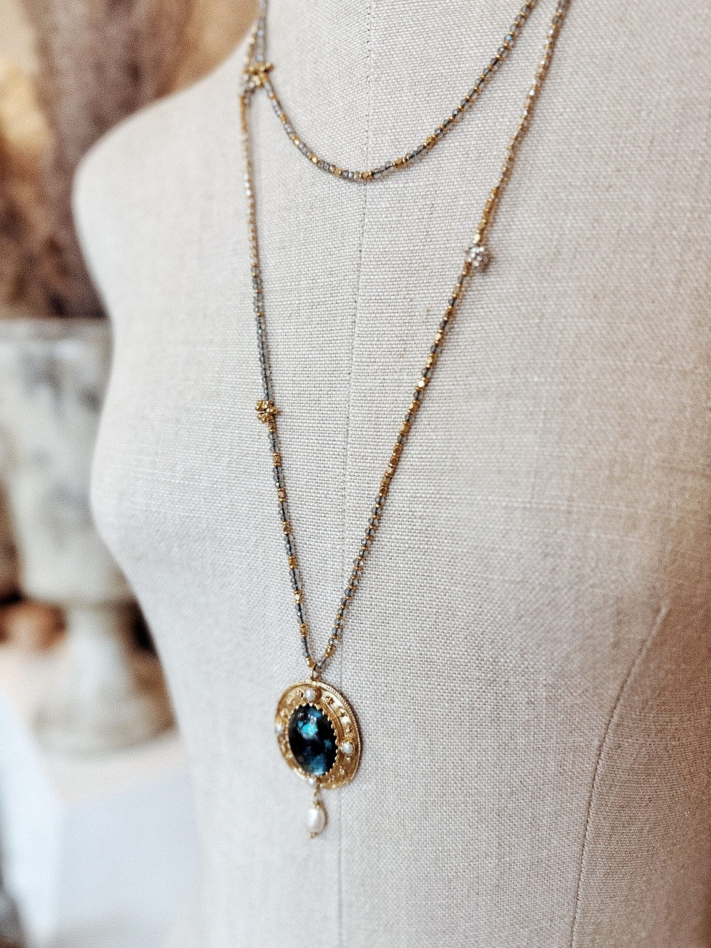 Sautoir Médicis – pendentif labradorite
