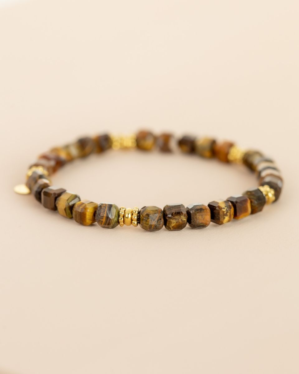 Bracelet oeil de tigre - perles carrées