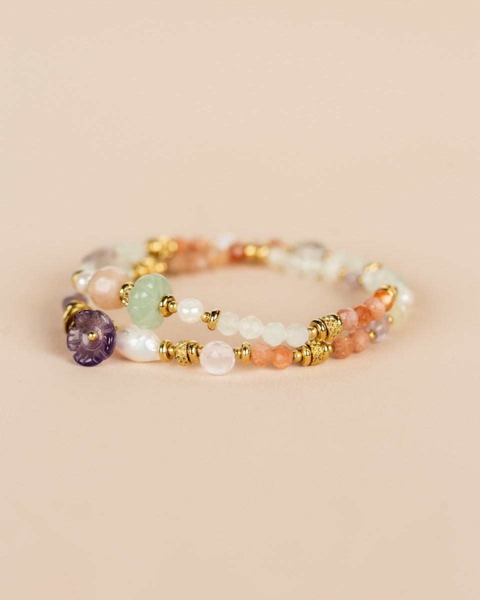 Bracelet double rang - Aigue-Marine