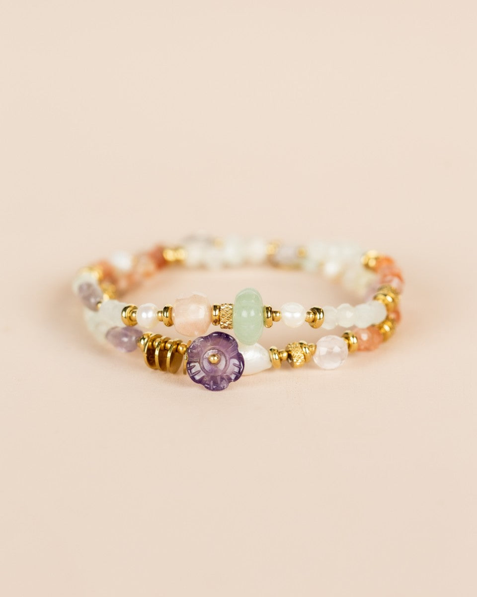 Bracelet double rang - Aigue-Marine