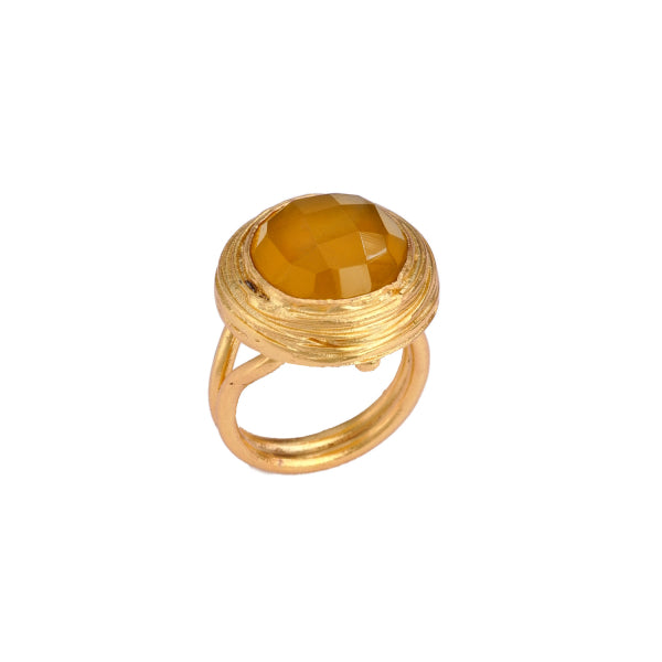 Bague Clémence - Agate jaune miel