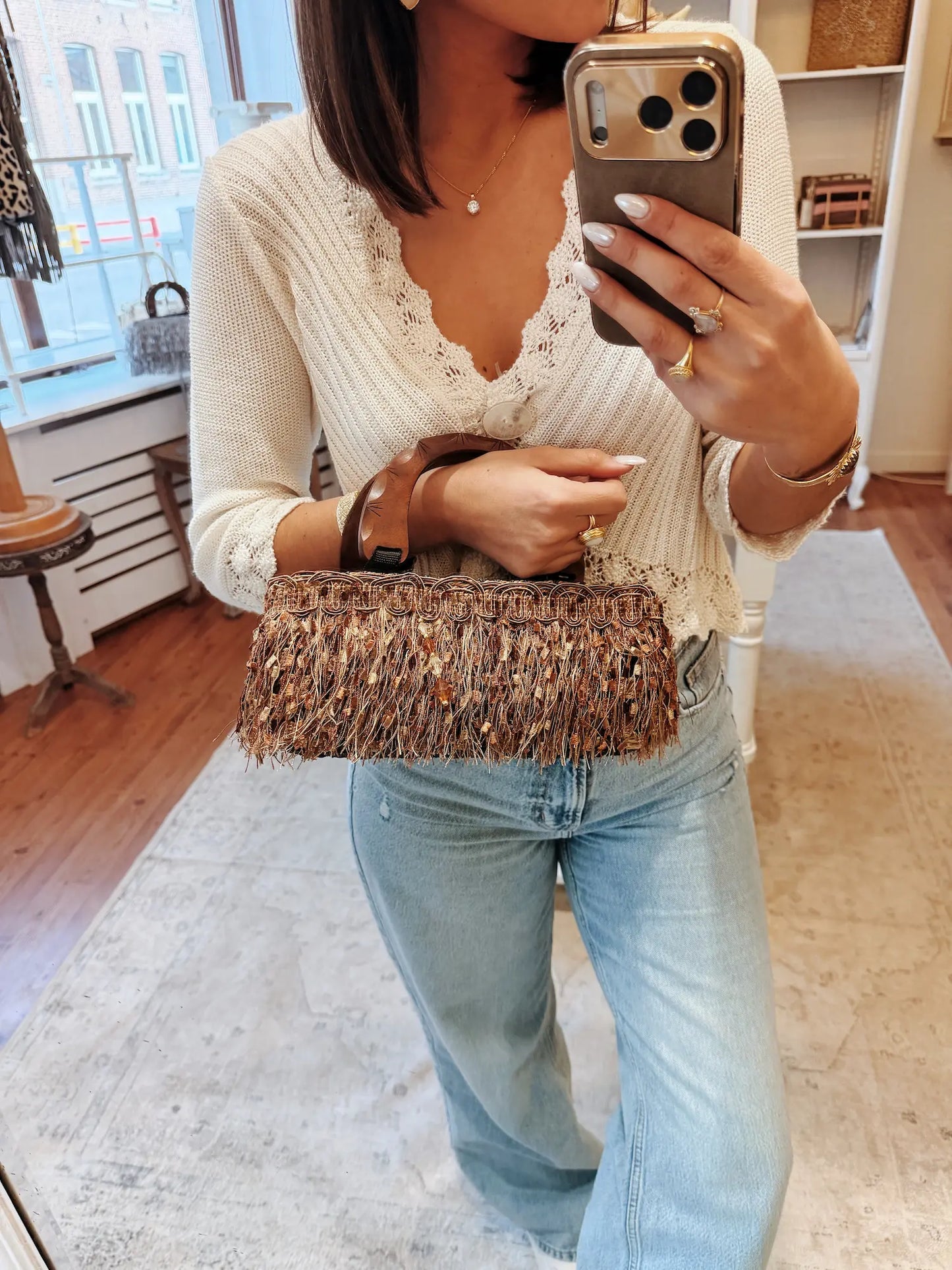 Sac panier à franges - S