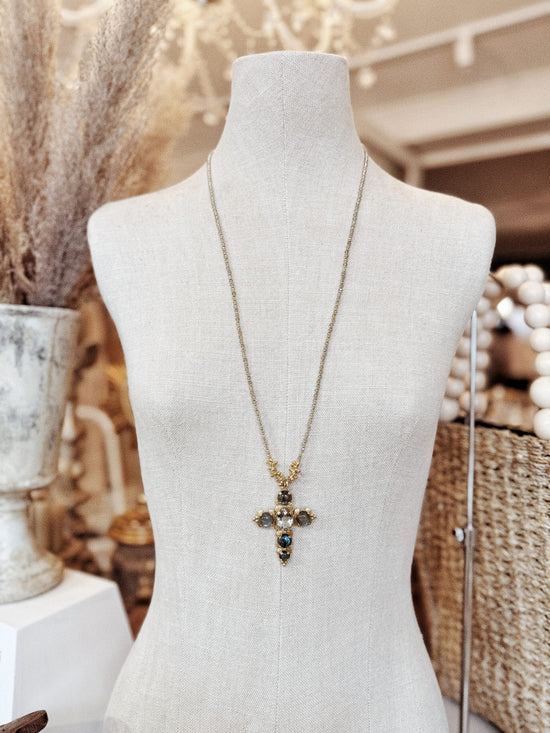 Sautoir Royal – croix en labradorite