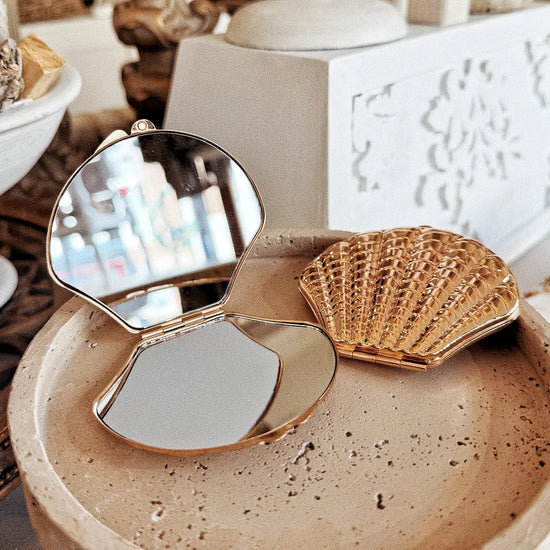 Miroir de poche - Coquillage doré