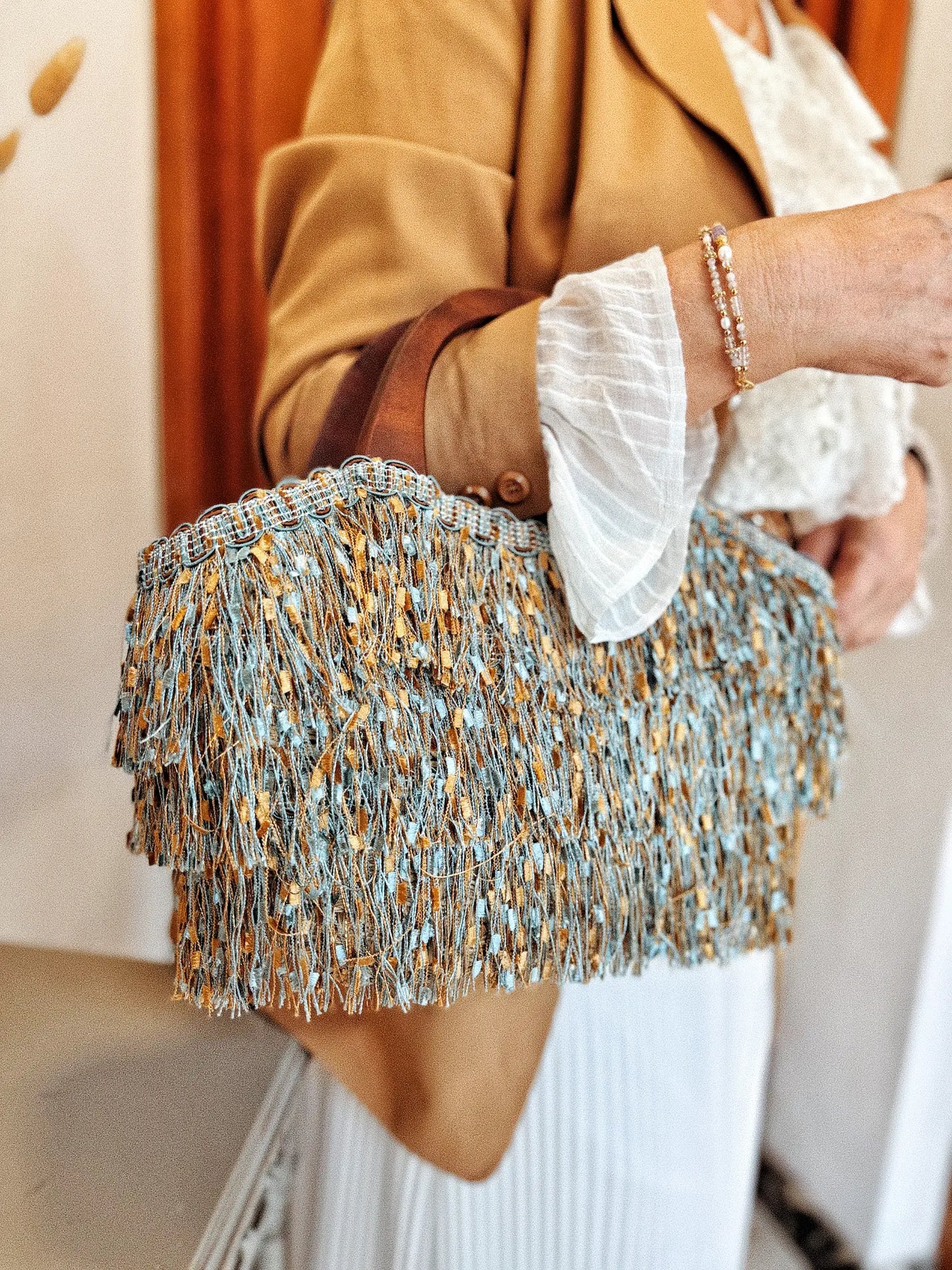 Sac panier à franges - M
