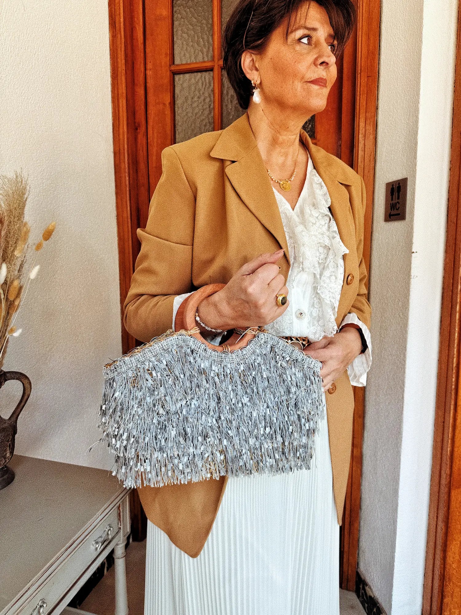 Sac panier à franges - M