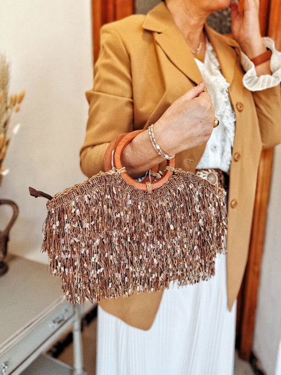 Sac panier à franges - M