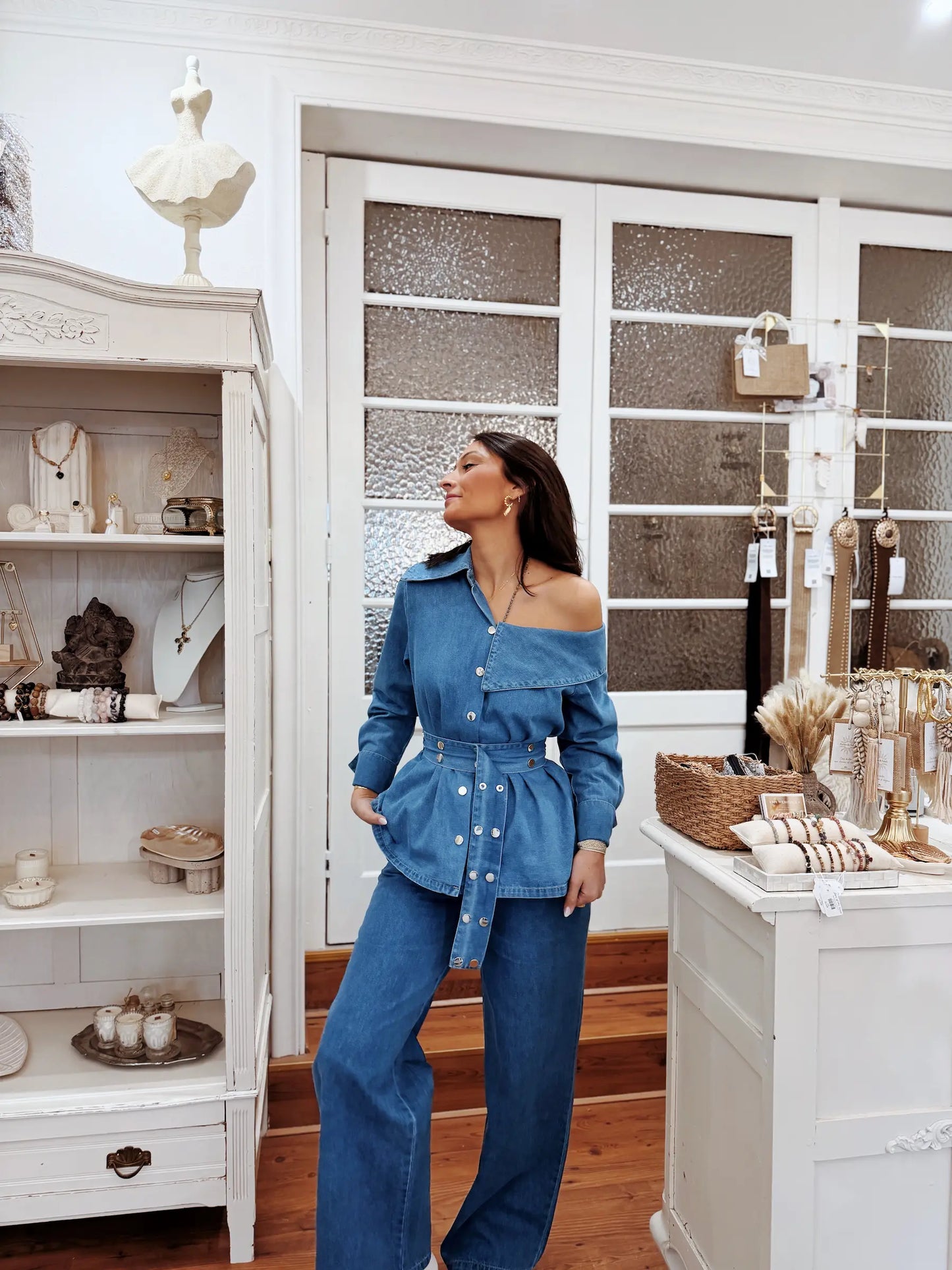 Chemise denim bleu clair – Elara