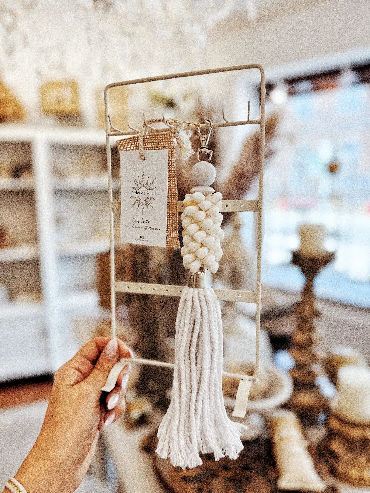 Porte-clés coquillages blancs