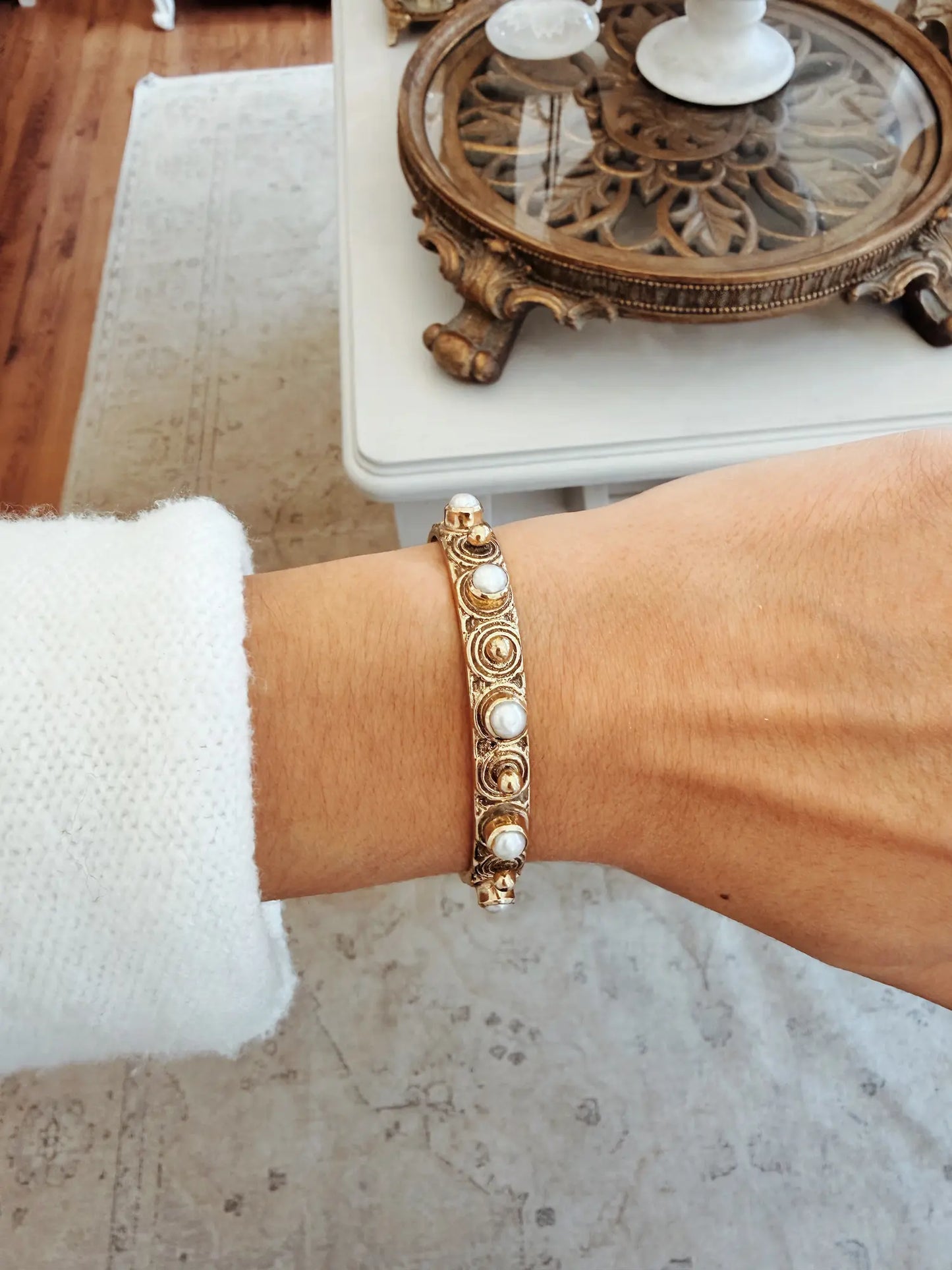 Bracelet manchette – perles serties