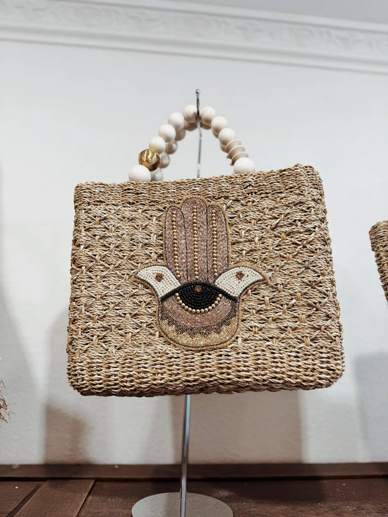 Sac en panier brodé de perles - M