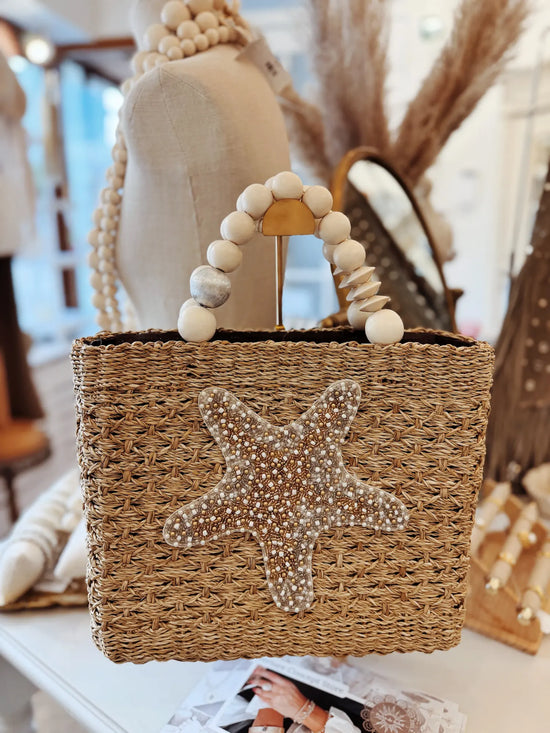 Sac en panier brodé de perles - M