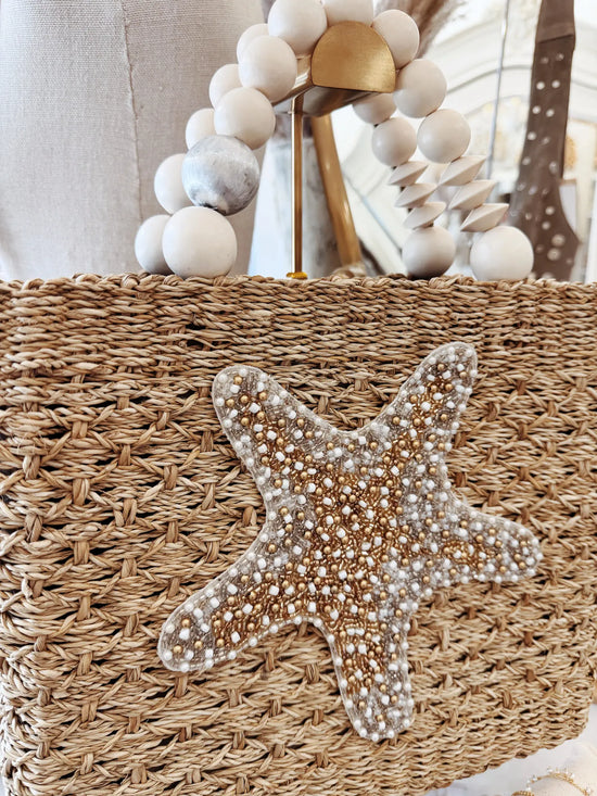 Sac en panier brodé de perles - M
