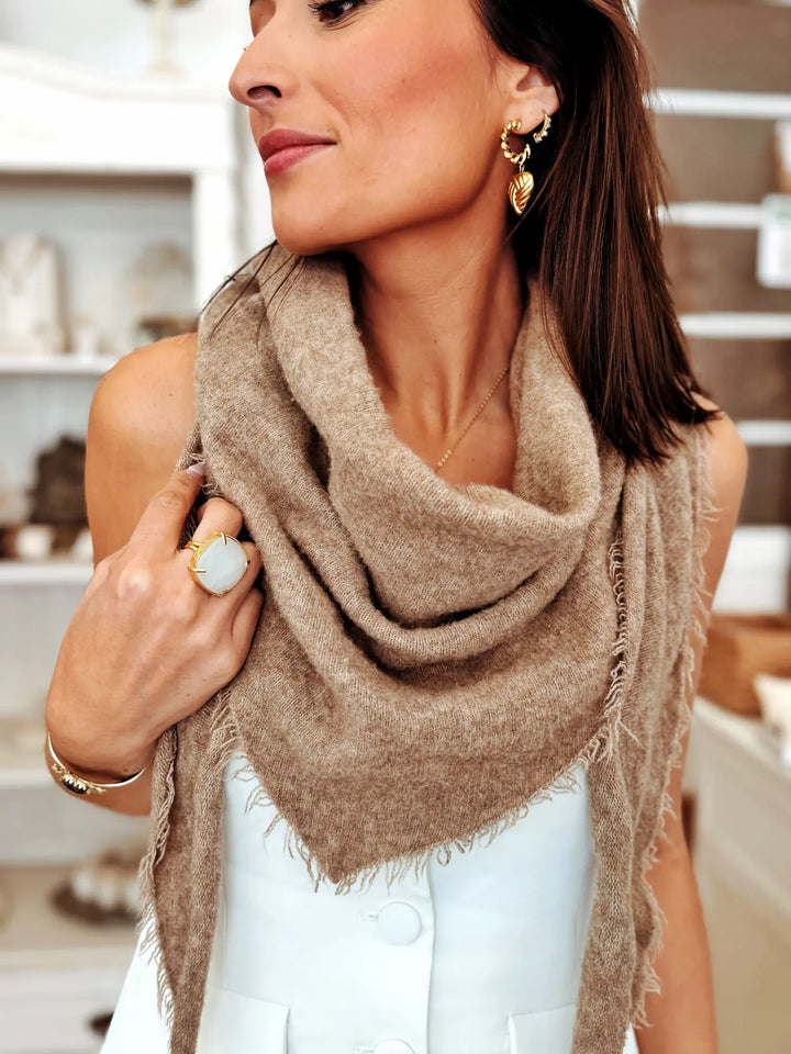 Écharpe à franges - beige