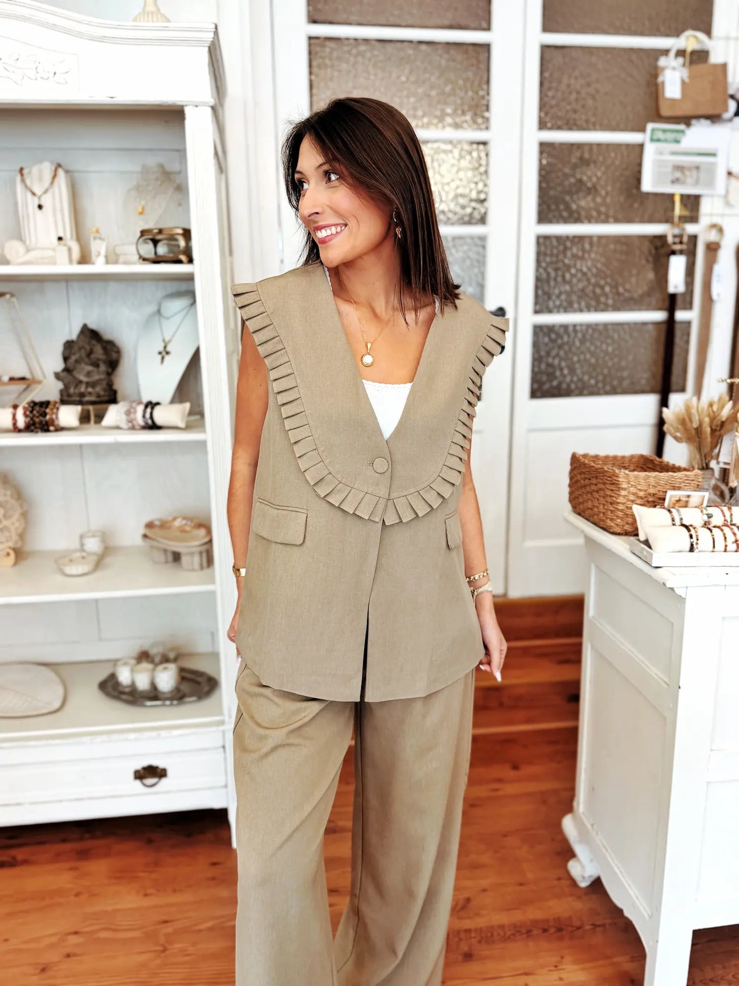Blazer sans manches - Taupe