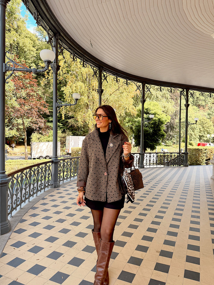 Blazer oversize brun à poids – Lisa