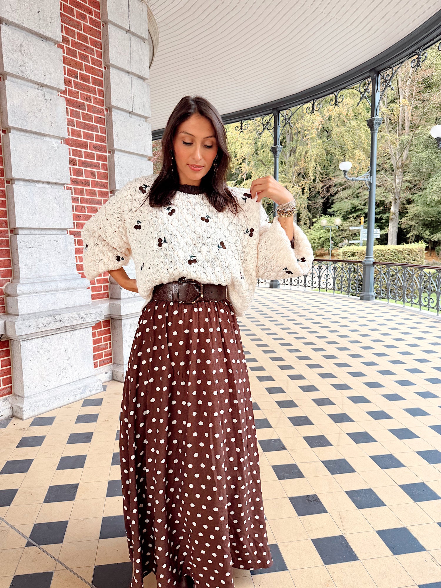 Pull oversize à cerises brunes - Elia