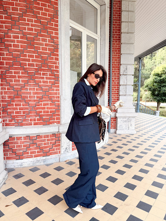 Blazer bleu marine ligné – Signature
