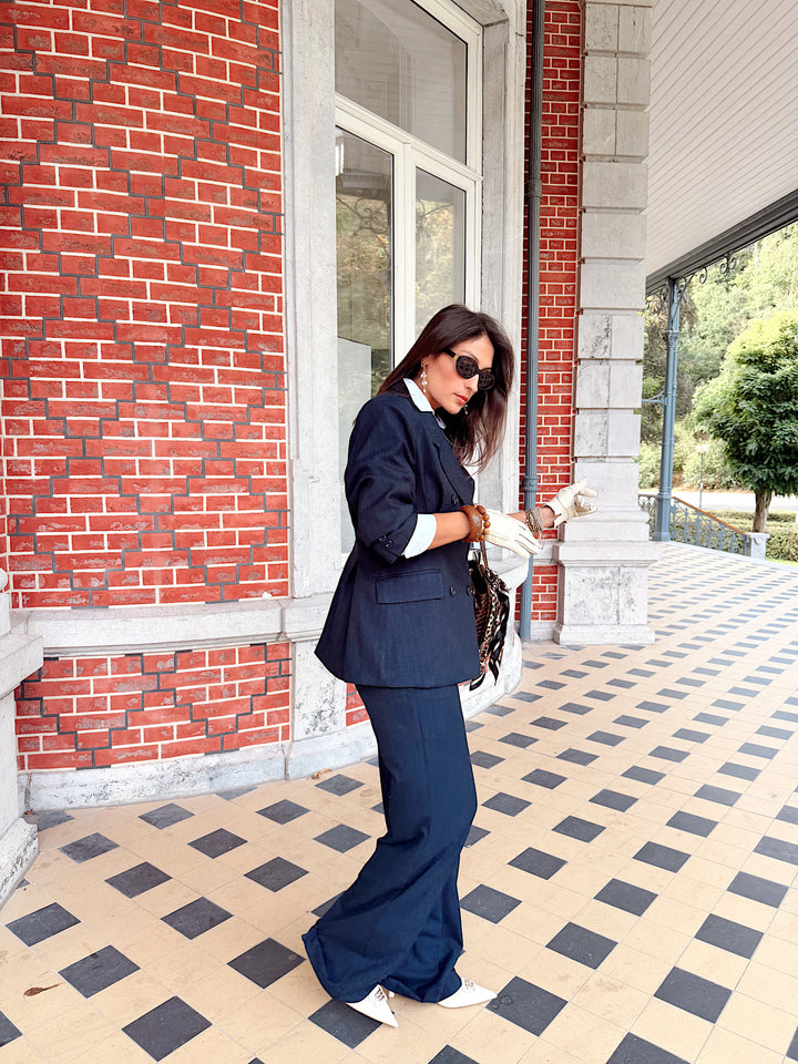 Blazer bleu marine ligné – Signature