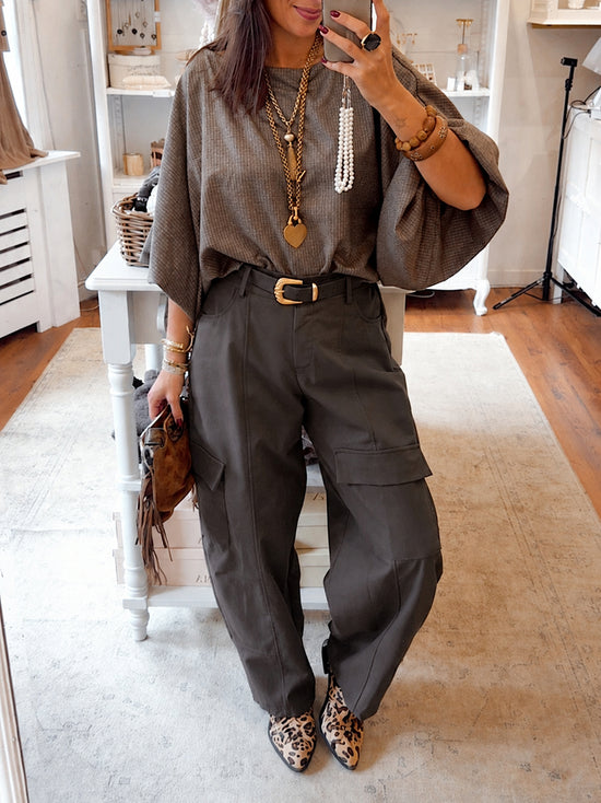 Pantalon cargo ballon chocolat - Naya