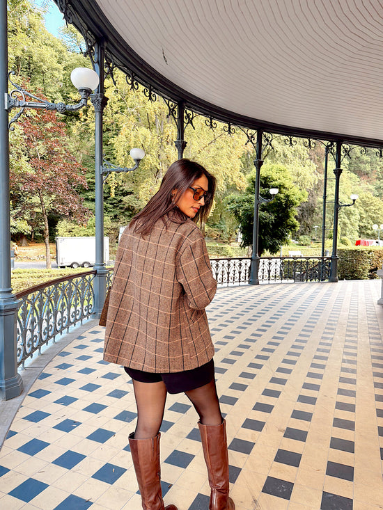 Blazer oversize brun à carreaux – Lisa