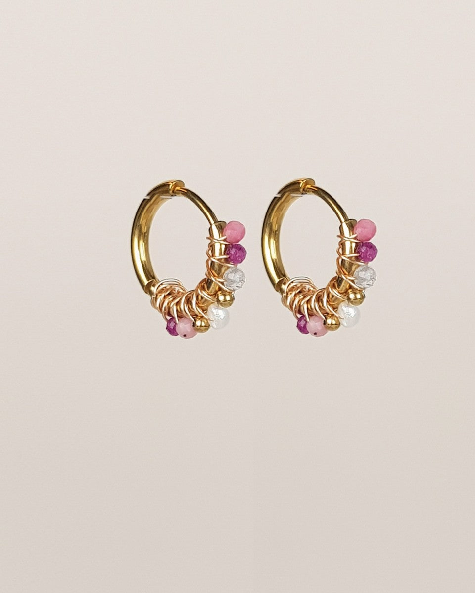 Petites boucles d'oreille créoles - Ruby mix