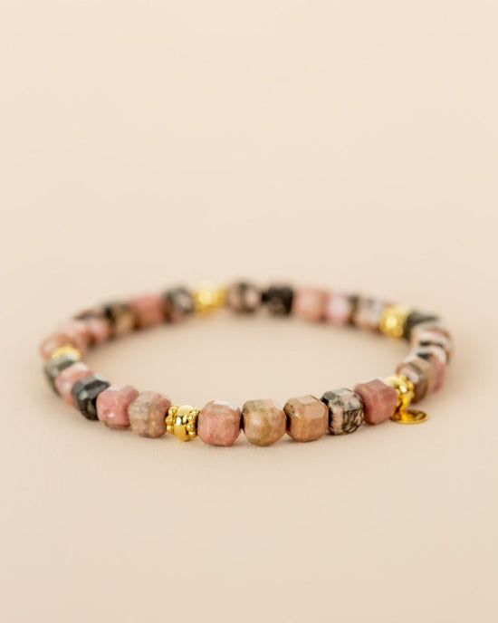 Bracelet rhodonite - perles carrées