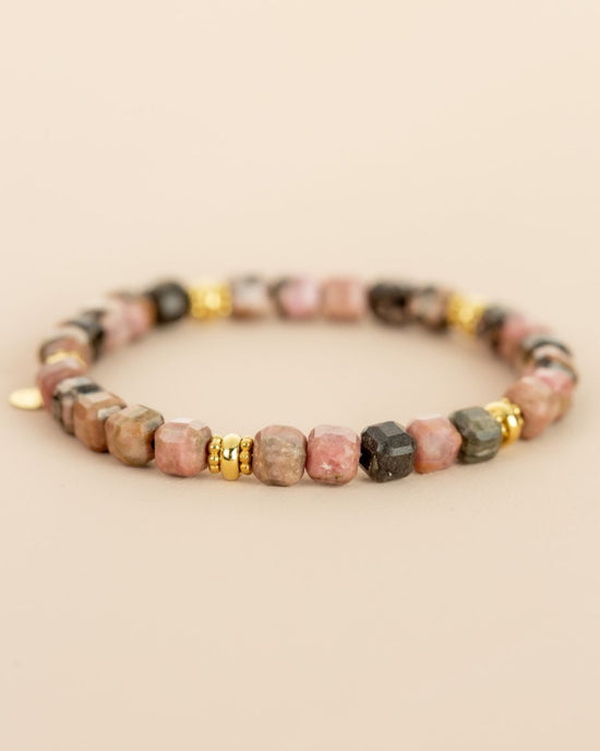 Bracelet rhodonite - perles carrées