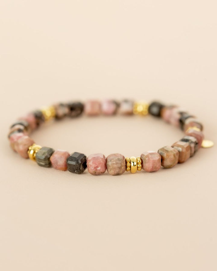 Bracelet rhodonite - perles carrées