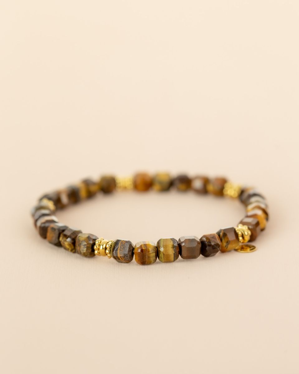 Bracelet oeil de tigre - perles carrées
