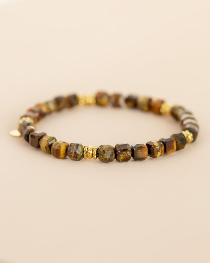 Bracelet oeil de tigre - perles carrées