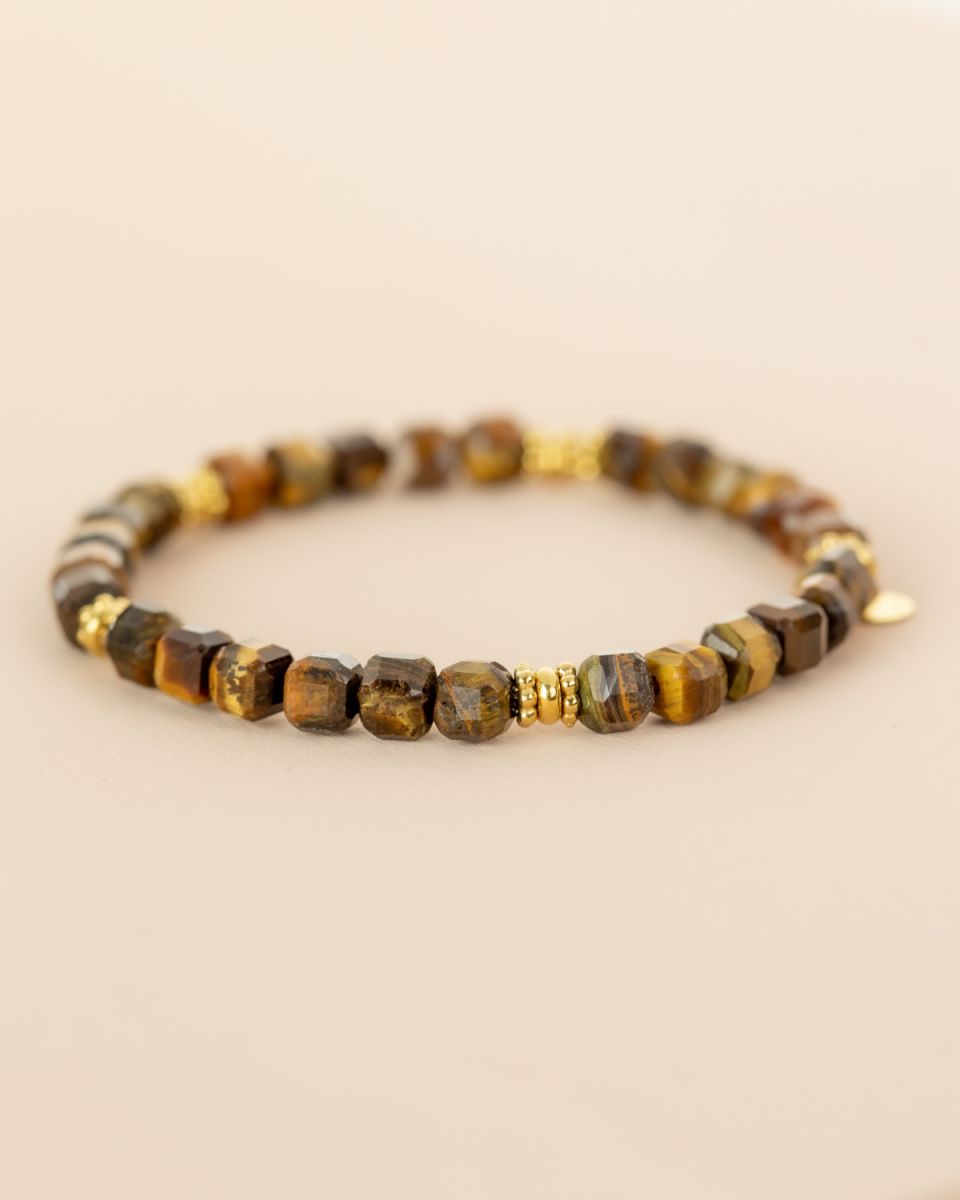Bracelet oeil de tigre - perles carrées