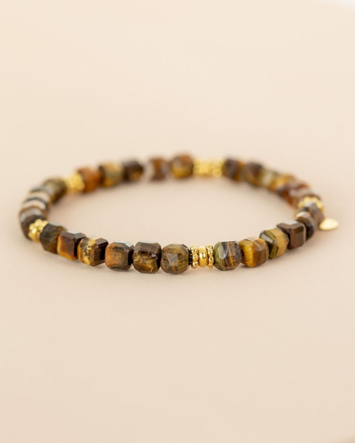 Bracelet oeil de tigre - perles carrées