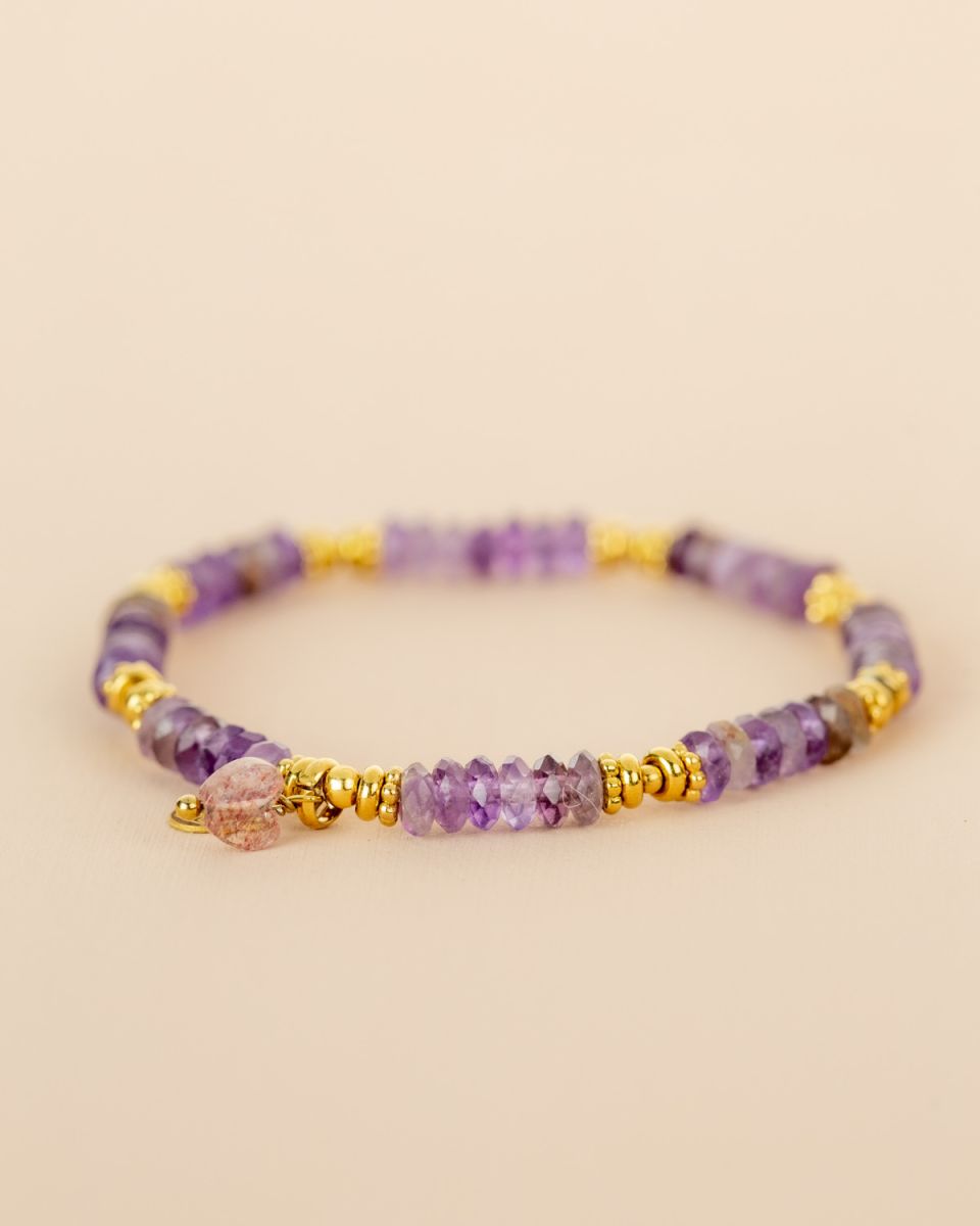 Bracelet Améthyste & Apatite rouge