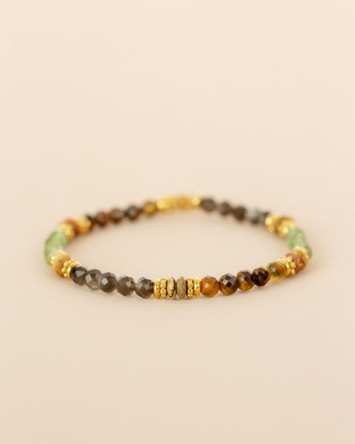 Bracelet Tourmaline verte, Oeil de tigre & Obsidienne