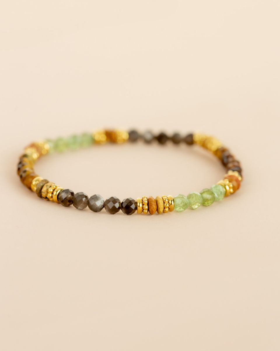 Bracelet Tourmaline verte, Oeil de tigre & Obsidienne