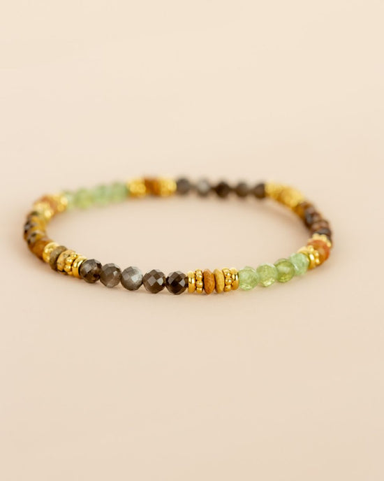 Bracelet Tourmaline verte, Oeil de tigre & Obsidienne