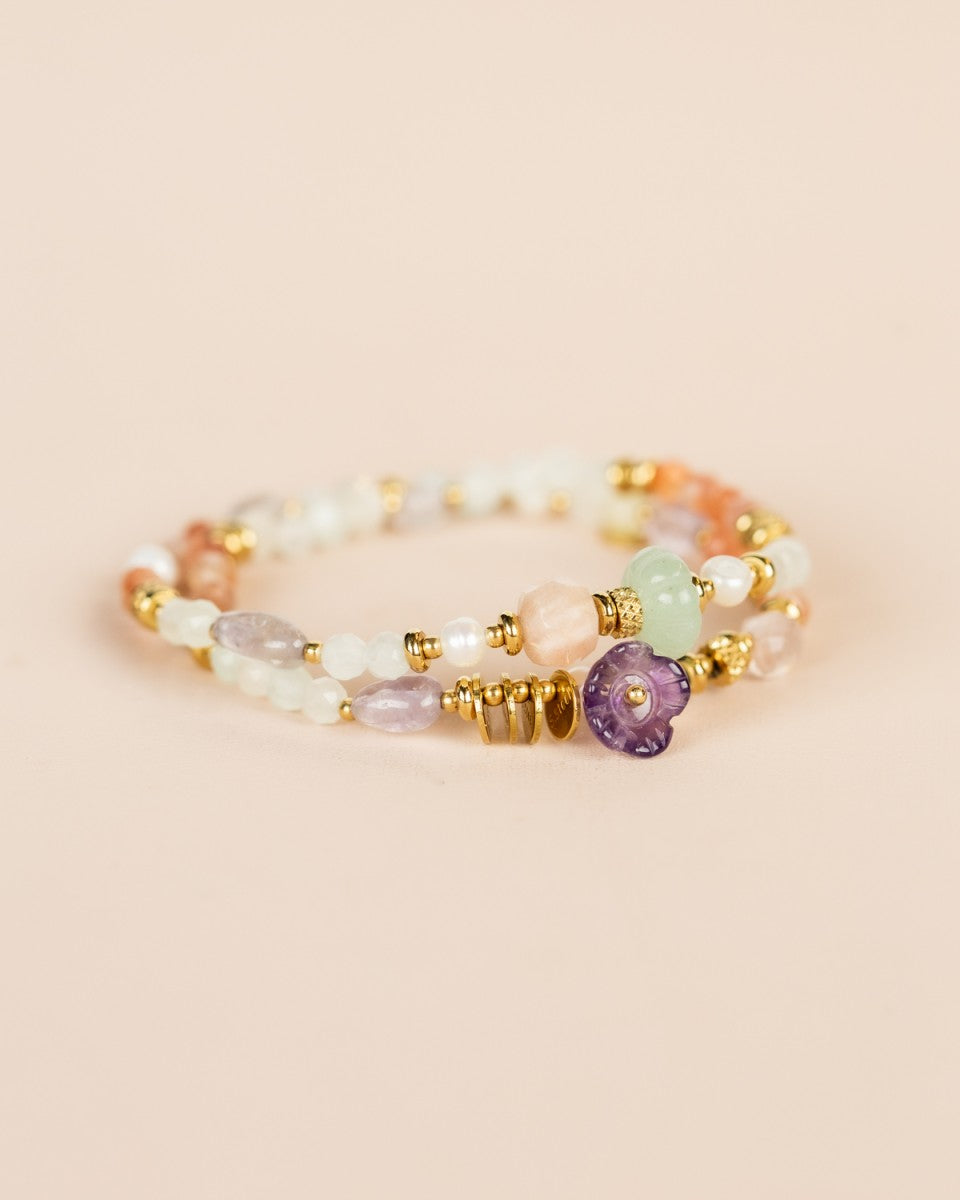 Bracelet double rang - Aigue-Marine