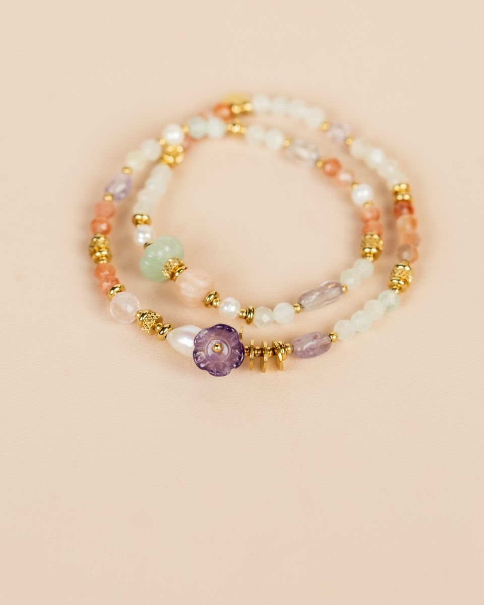 Bracelet double rang - Aigue-Marine