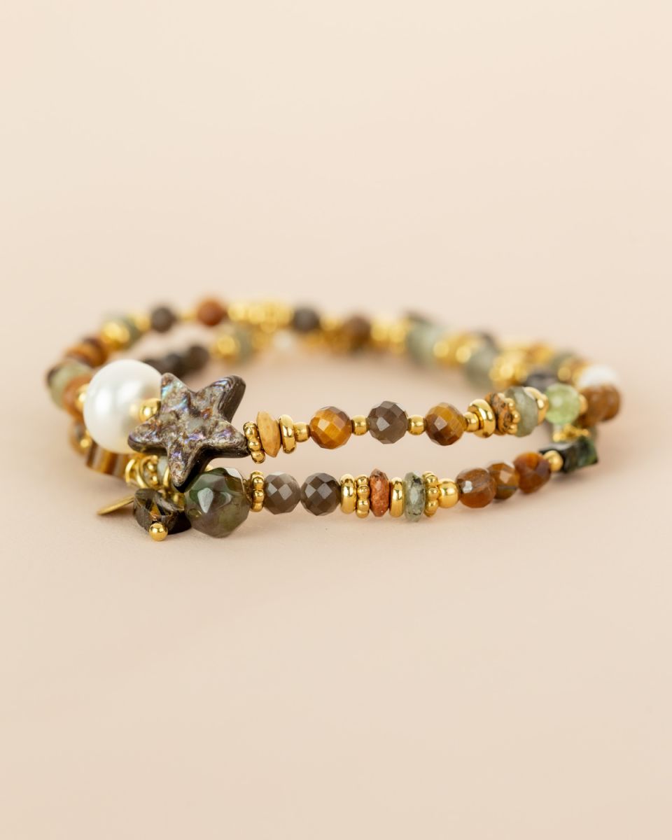 Bracelet double rang - Oeil de tigre