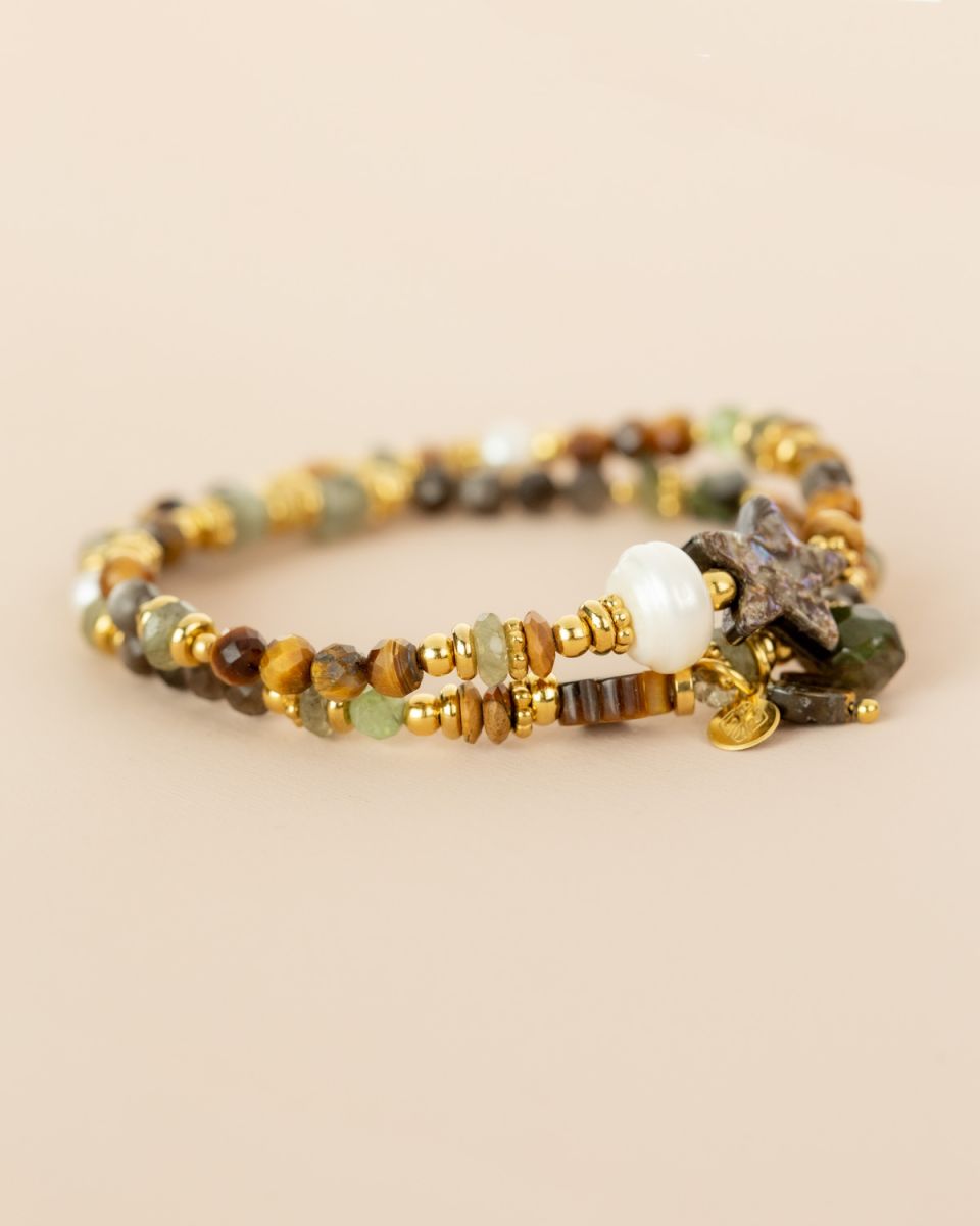 Bracelet double rang - Oeil de tigre