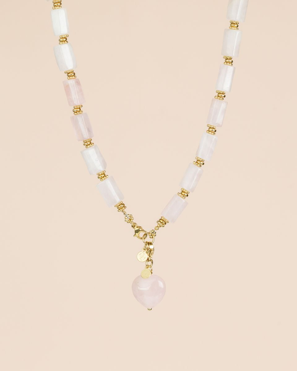 Collier Quartz rose – pendentif cœur