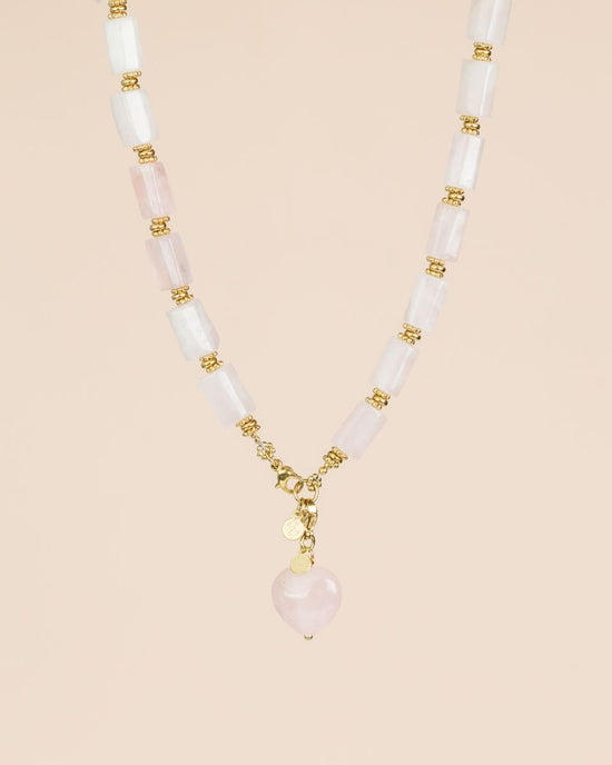 Collier Quartz rose – pendentif cœur