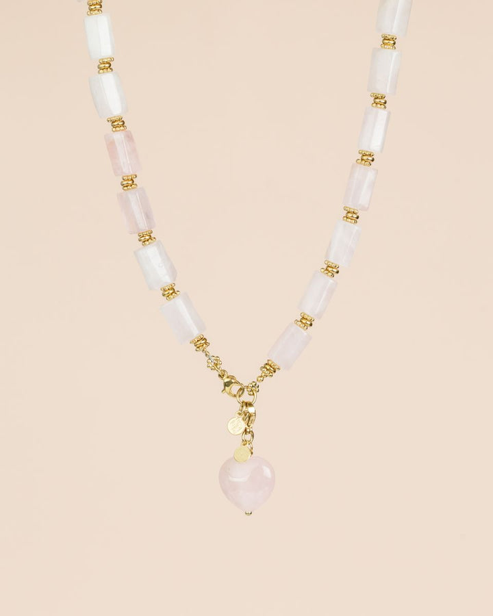 Collier Quartz rose – pendentif cœur