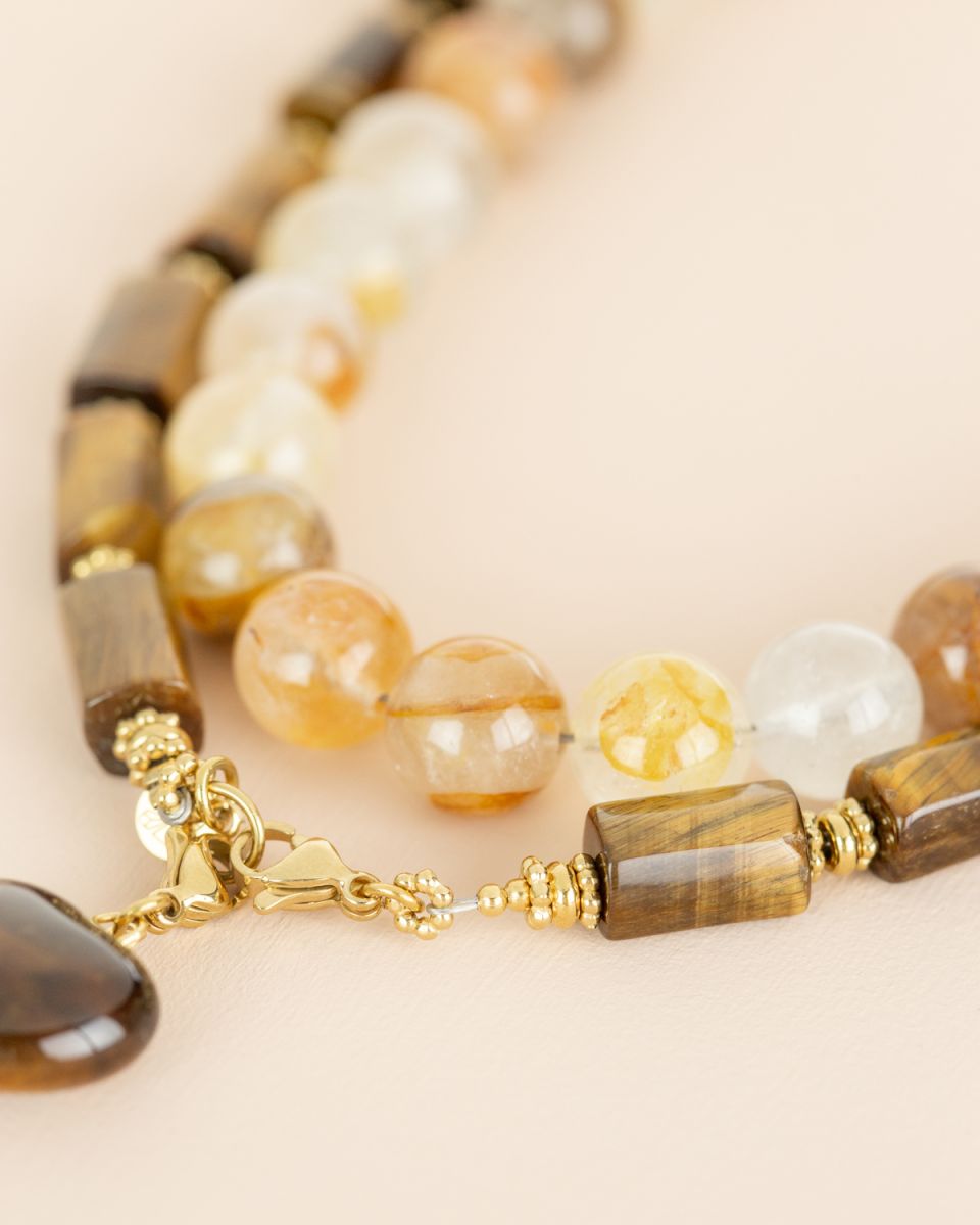 Collier Oeil de tigre – pendentif cœur