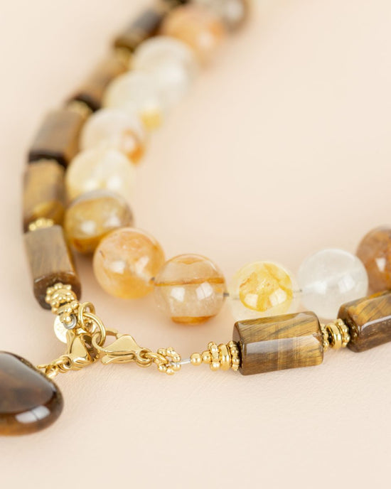Collier Oeil de tigre – pendentif cœur