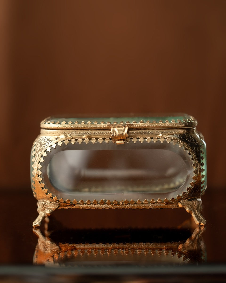 Boîte à bijoux en verre et laiton doré – grand modèle