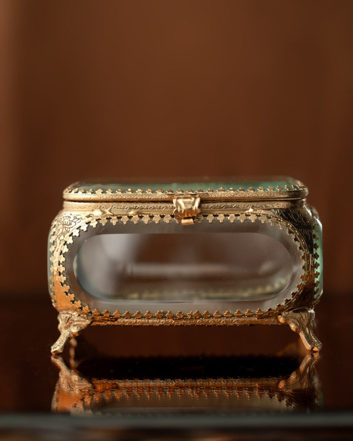 Boîte à bijoux en verre et laiton doré – grand modèle