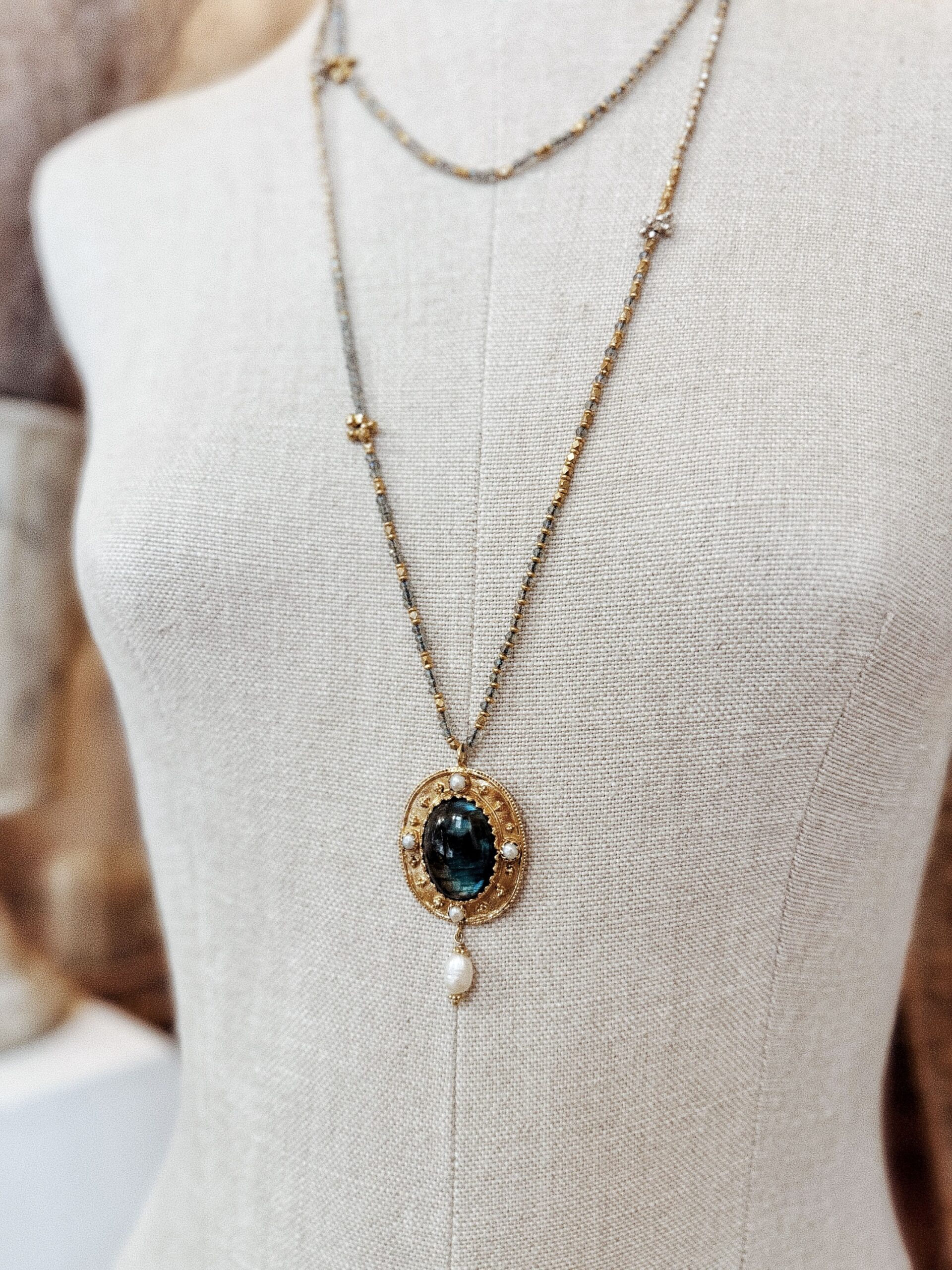 Sautoir Médicis – pendentif labradorite